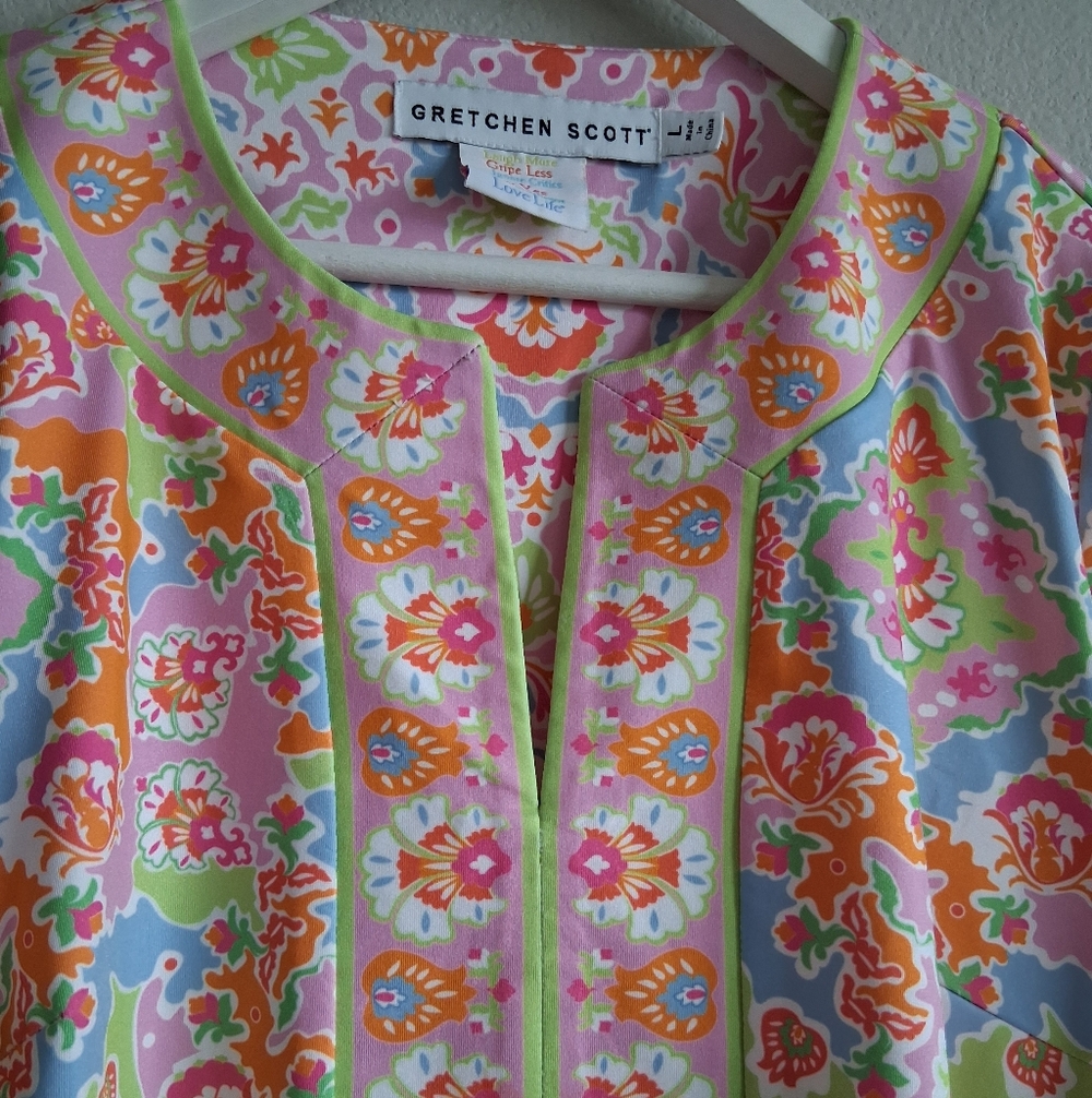 Gretchen Scott Designs Multicolor Floral Tunic - Pink, Orange, Green, Blue - Picture 2 of 14